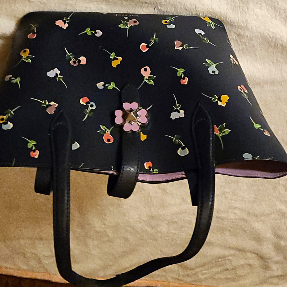 Kate Spade Kaci Wildflower Ditsy Small Tote Black Floral -READ DESCRIPTION/FLAWS